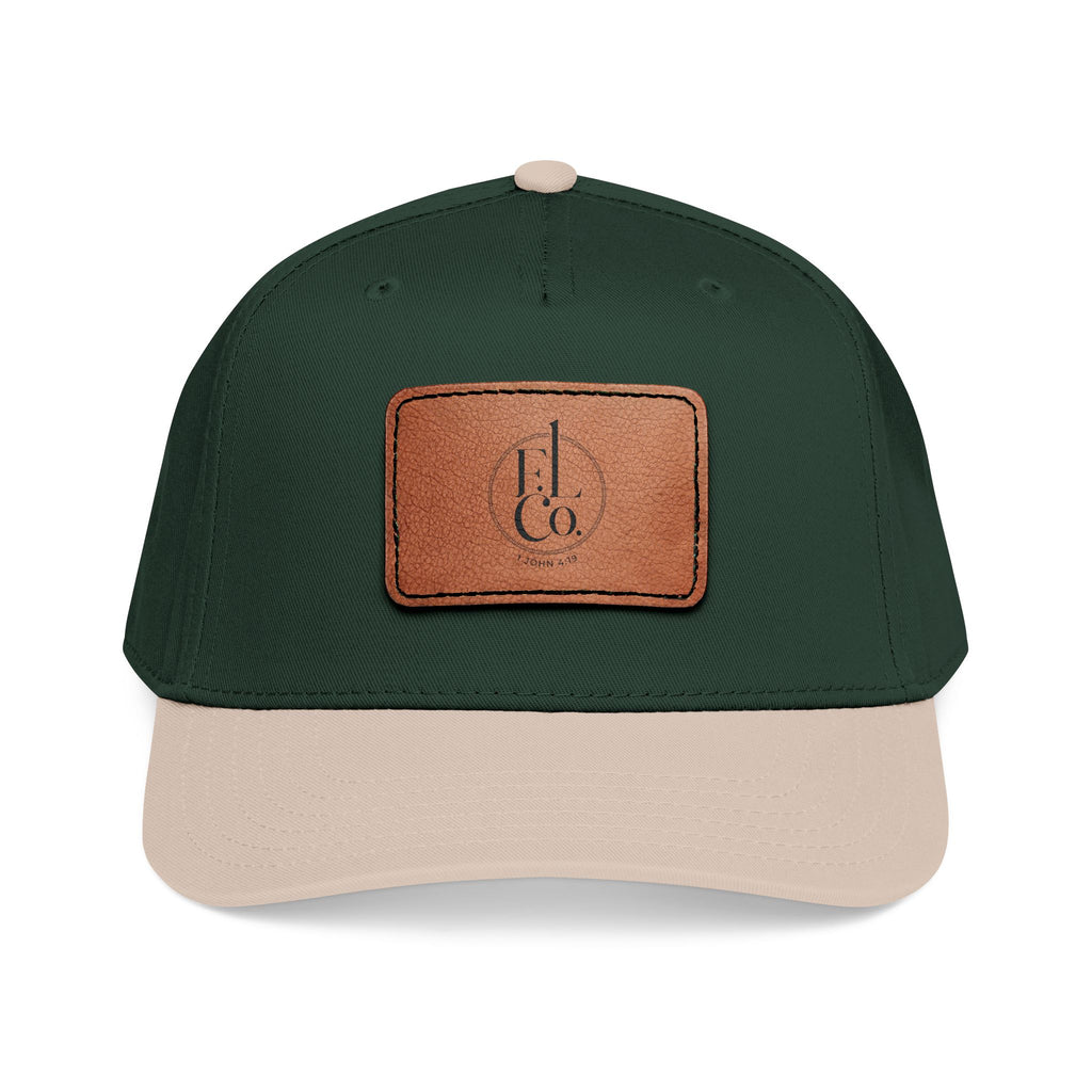Leather Patch Baseball Cap — Classic Mid-Profile Hat with Rectangle Patch