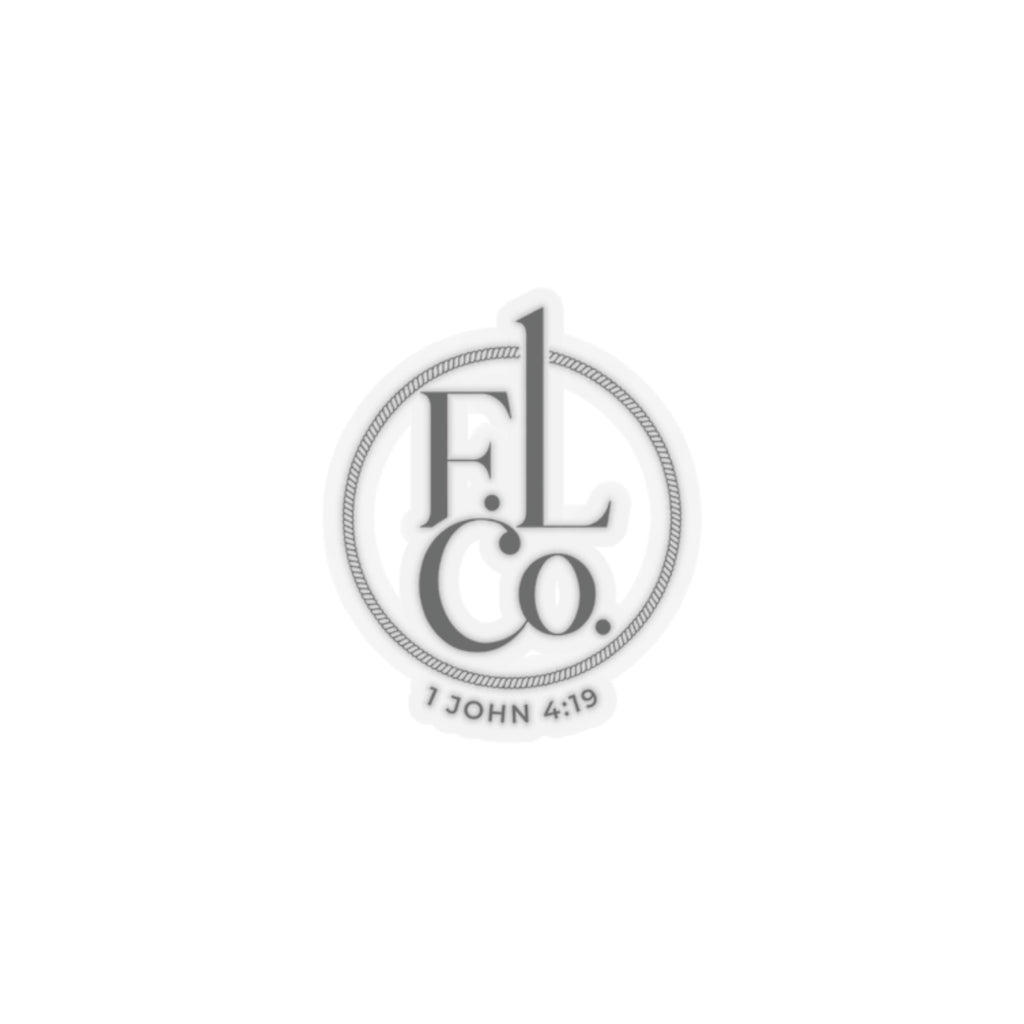 Faith Logo Kiss-Cut Sticker — 1 John 4:19 Minimal Vinyl Decal