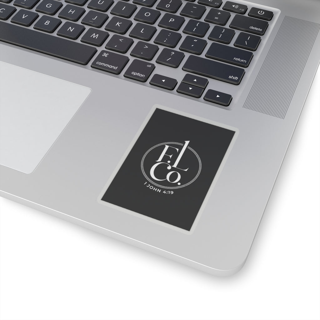 Faith Logo Kiss-Cut Sticker — 1 John 4:19 Minimal Vinyl Decal
