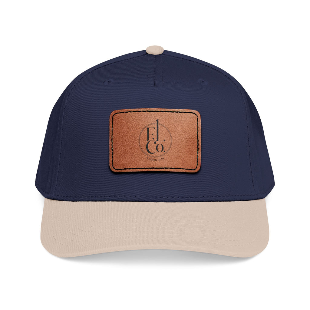 Leather Patch Baseball Cap — Classic Mid-Profile Hat with Rectangle Patch
