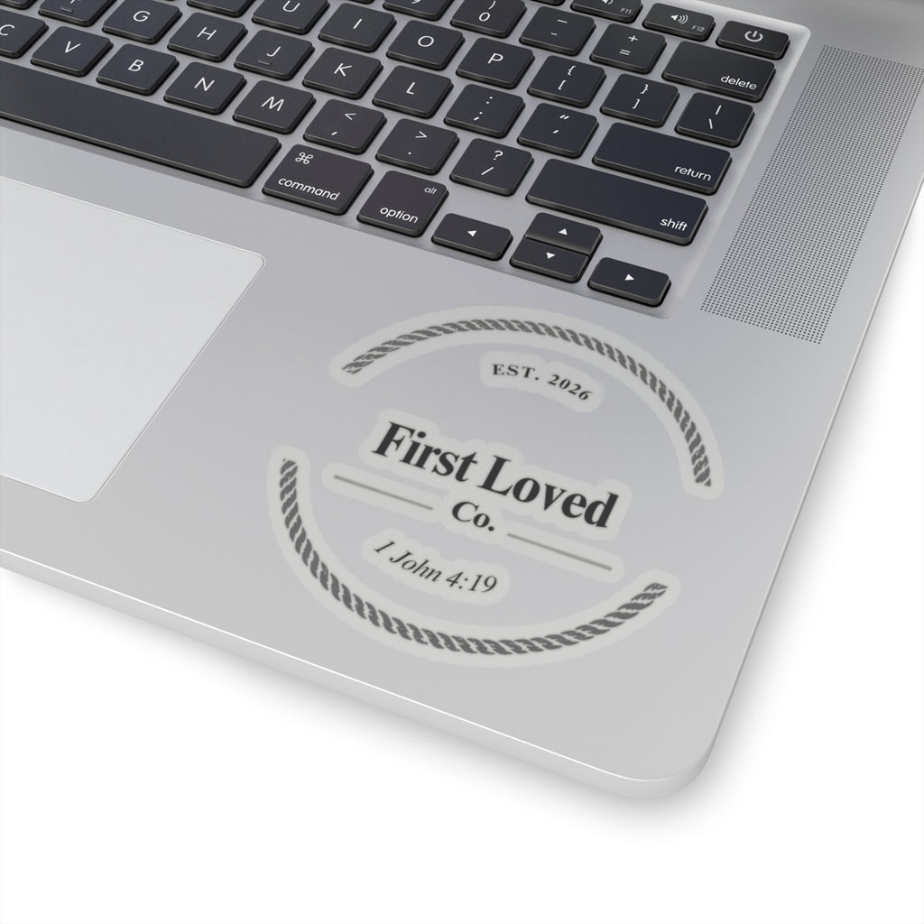 Faith Logo Kiss-Cut Sticker — 1 John 4:19 Minimal Vinyl Decal