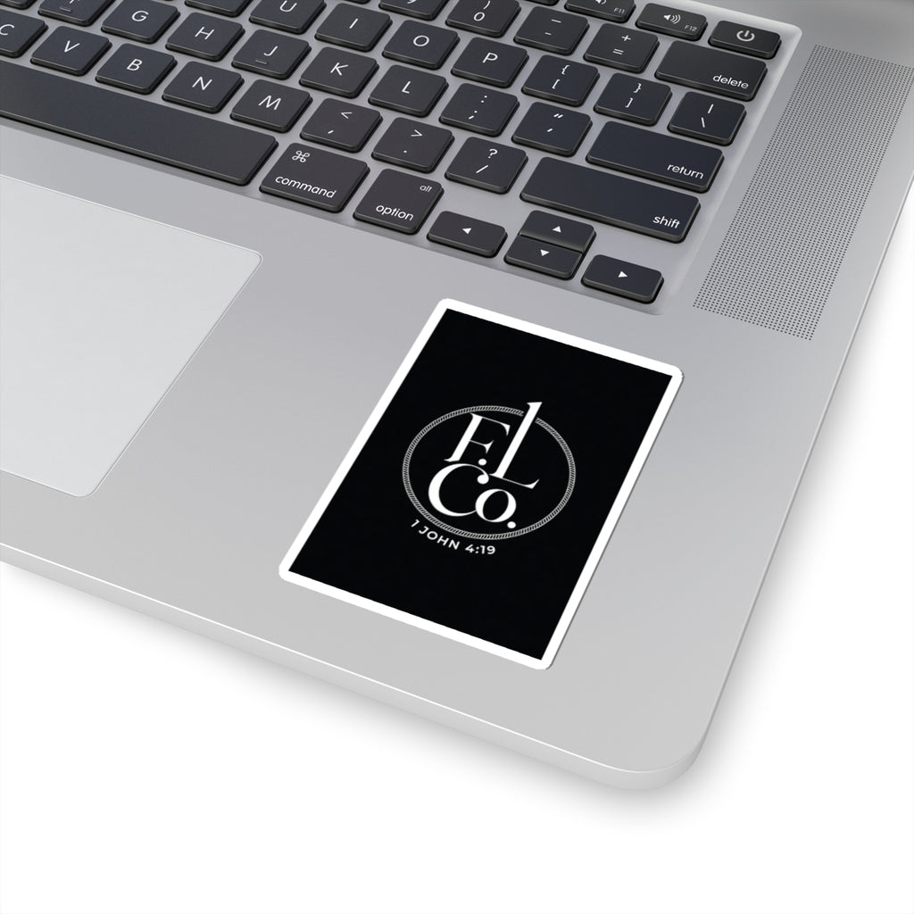Faith Logo Kiss-Cut Sticker — 1 John 4:19 Minimal Vinyl Decal
