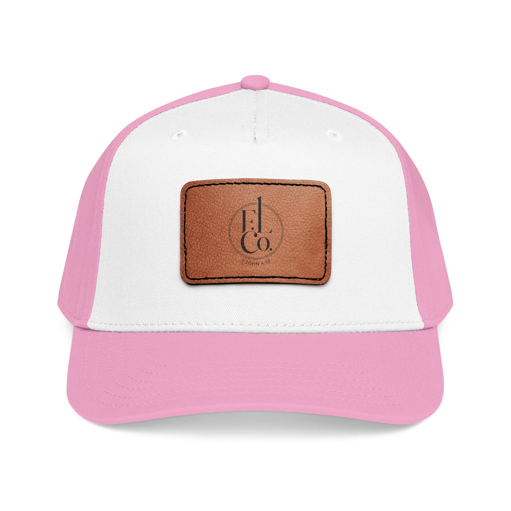 Leather Patch Baseball Cap — Classic Mid-Profile Hat with Rectangle Patch