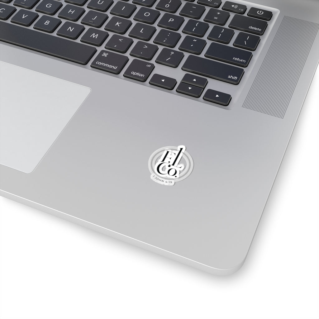 Faith Logo Kiss-Cut Sticker — 1 John 4:19 Minimal Vinyl Decal