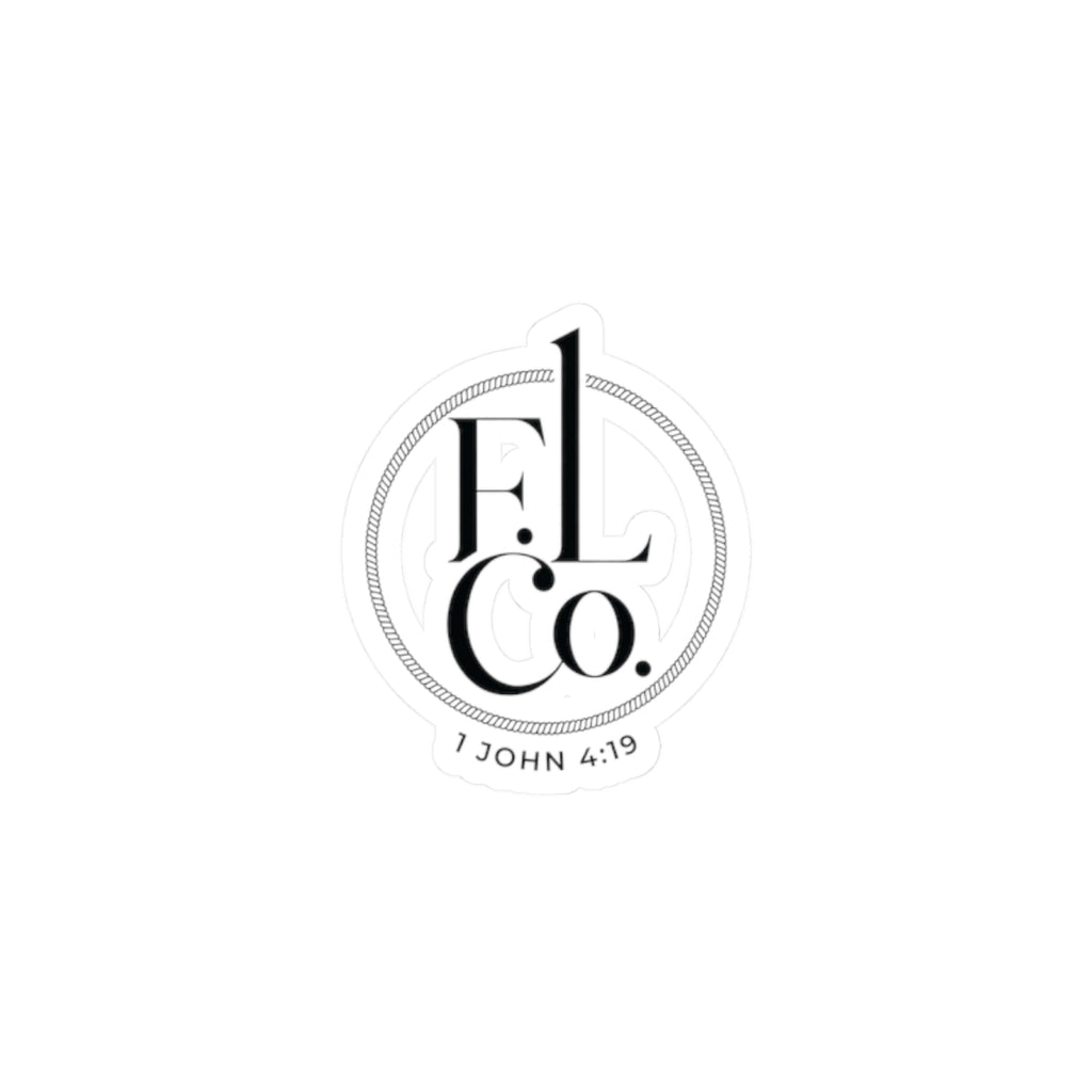 Faith Logo Kiss-Cut Sticker — 1 John 4:19 Minimal Vinyl Decal