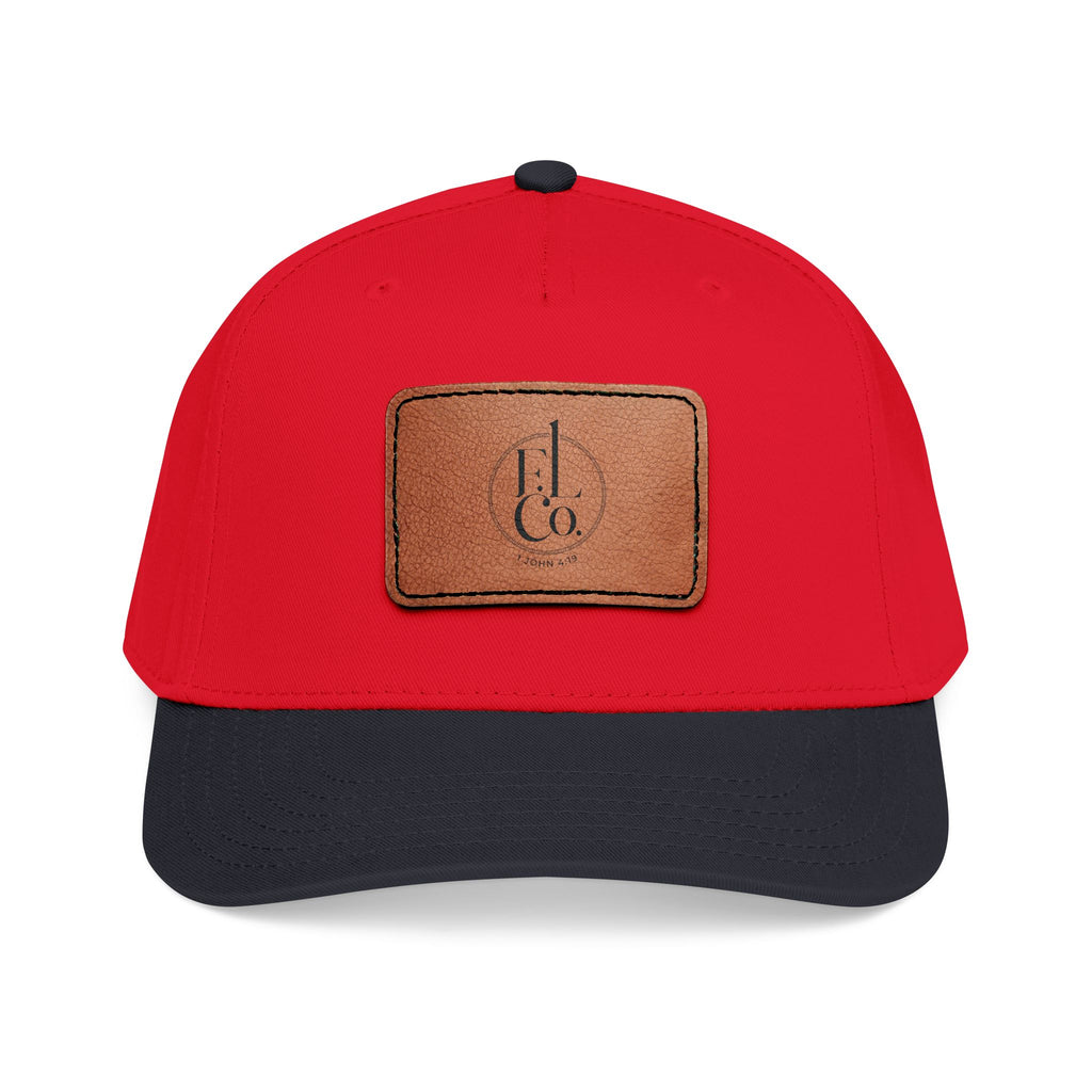 Leather Patch Baseball Cap — Classic Mid-Profile Hat with Rectangle Patch