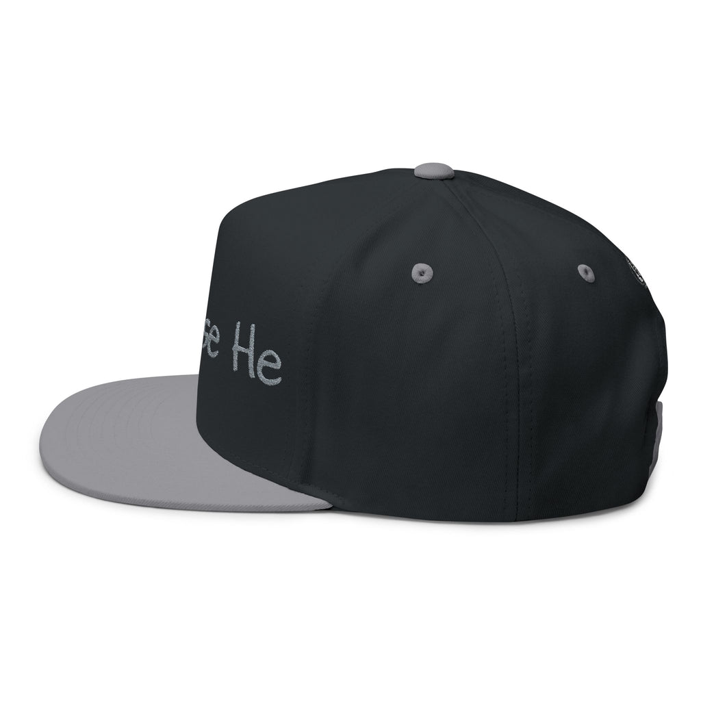 Flat Bill Cap — "because He" Embroidered Christian Snapback