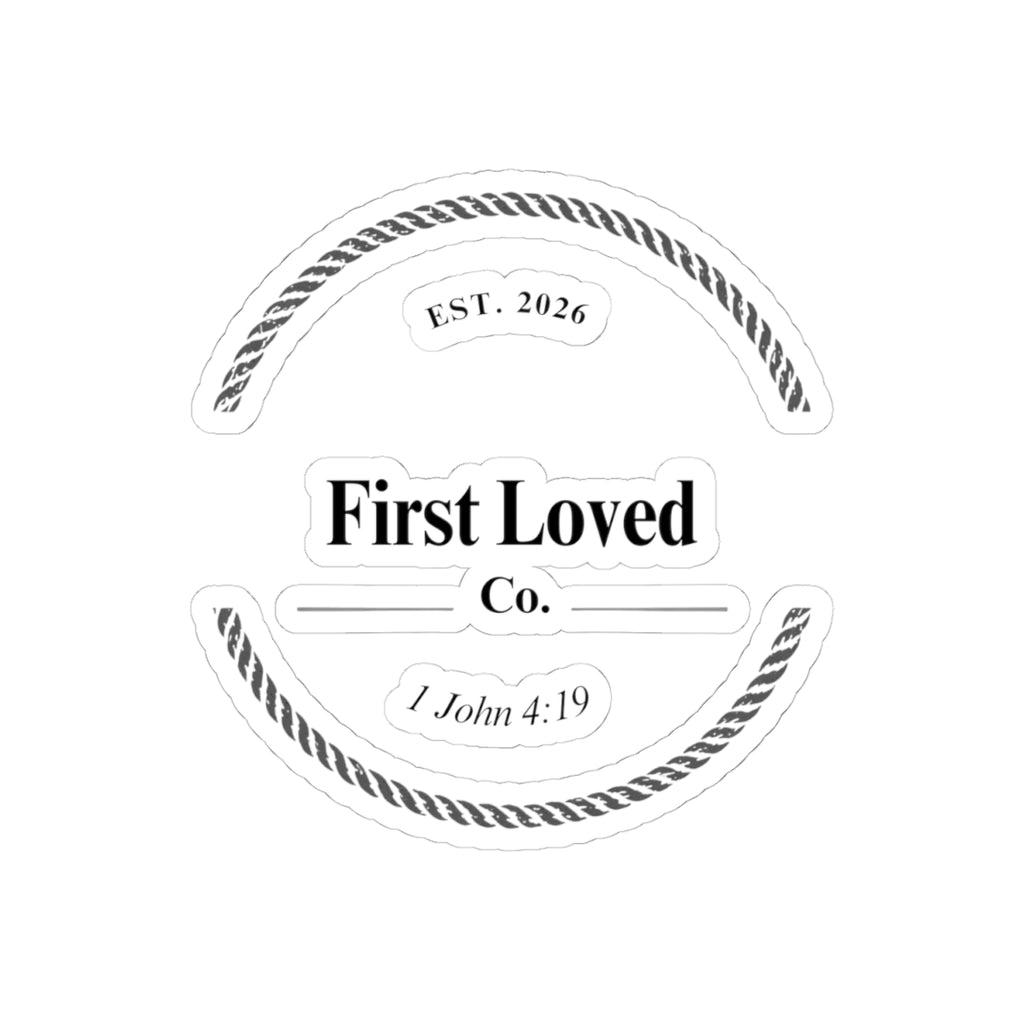 Faith Logo Kiss-Cut Sticker — 1 John 4:19 Minimal Vinyl Decal