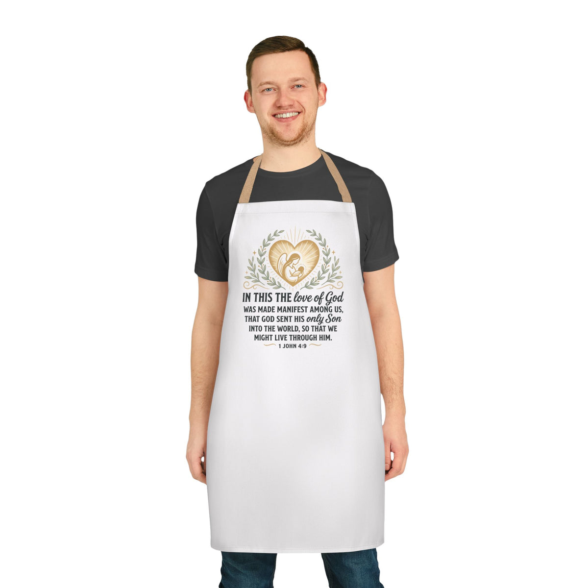 Biblical 'Beloved' Wreath Apron — Christian Scripture Cooking Apron (1 John 4:7)