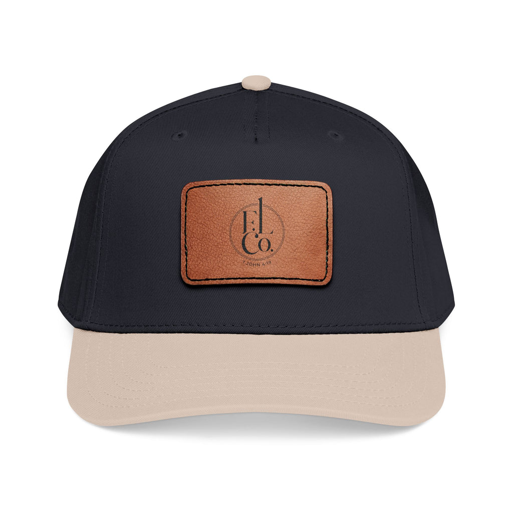 Leather Patch Baseball Cap — Classic Mid-Profile Hat with Rectangle Patch