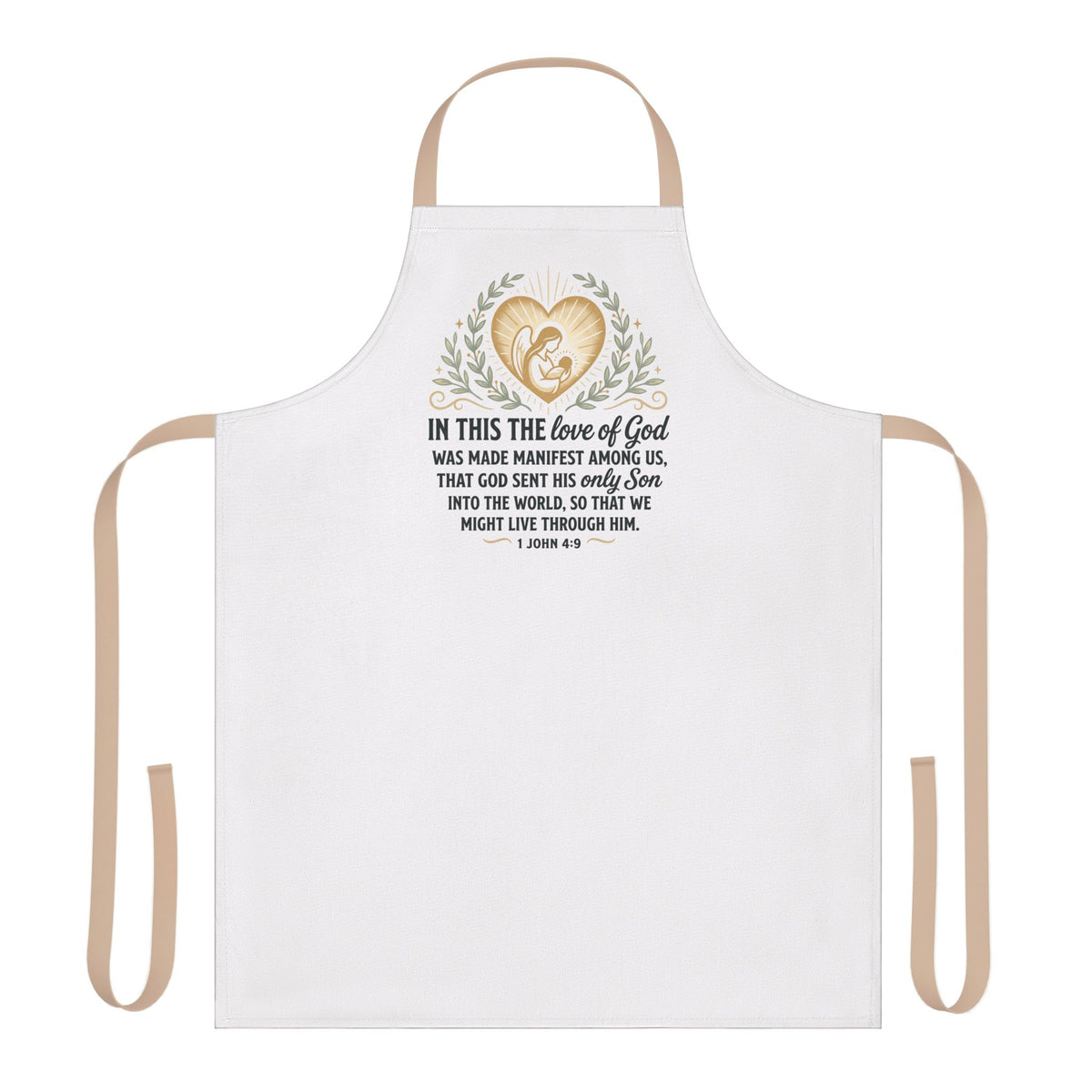 Biblical 'Beloved' Wreath Apron — Christian Scripture Cooking Apron (1 John 4:7)