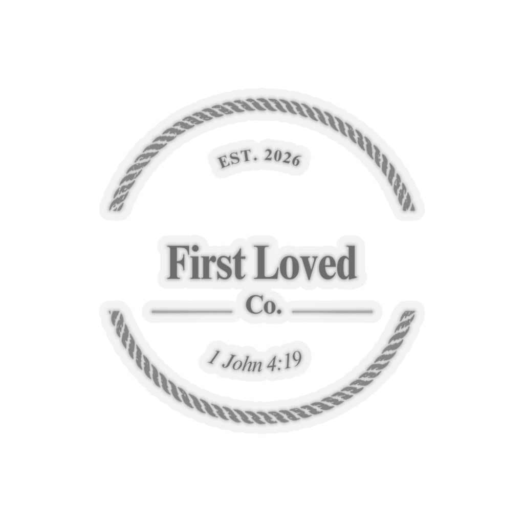 Faith Logo Kiss-Cut Sticker — 1 John 4:19 Minimal Vinyl Decal