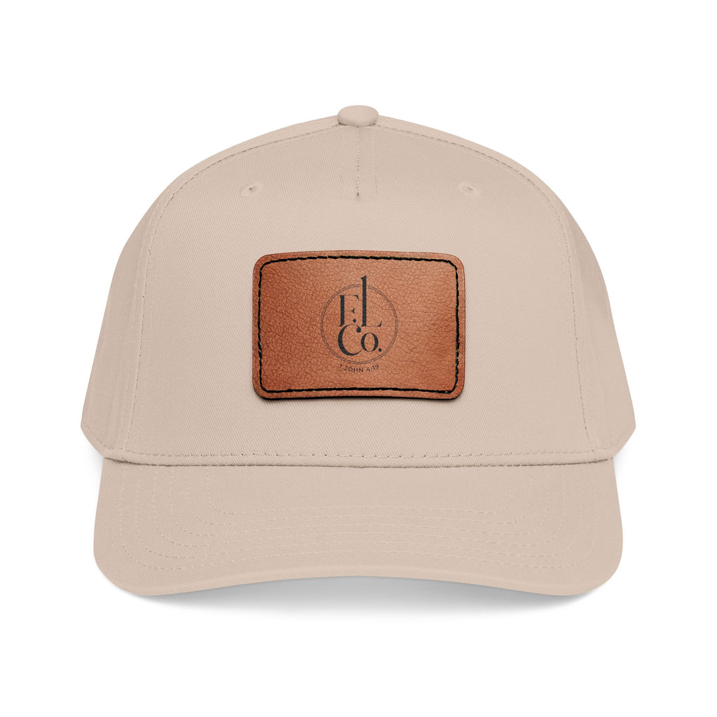 Leather Patch Baseball Cap — Classic Mid-Profile Hat with Rectangle Patch