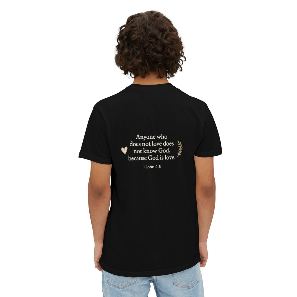 Pocket T-Shirt — 1 John 4:8 'God is Love' Inspirational Christian Tee