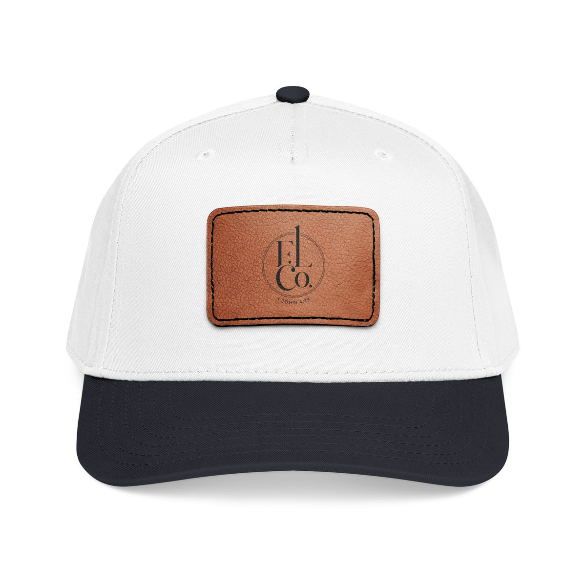 Leather Patch Baseball Cap — Classic Mid-Profile Hat with Rectangle Patch