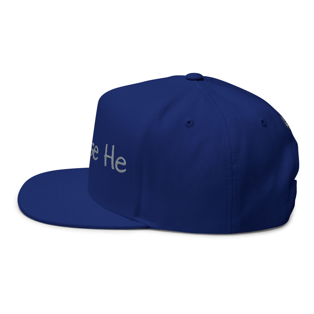 Flat Bill Cap — "because He" Embroidered Christian Snapback