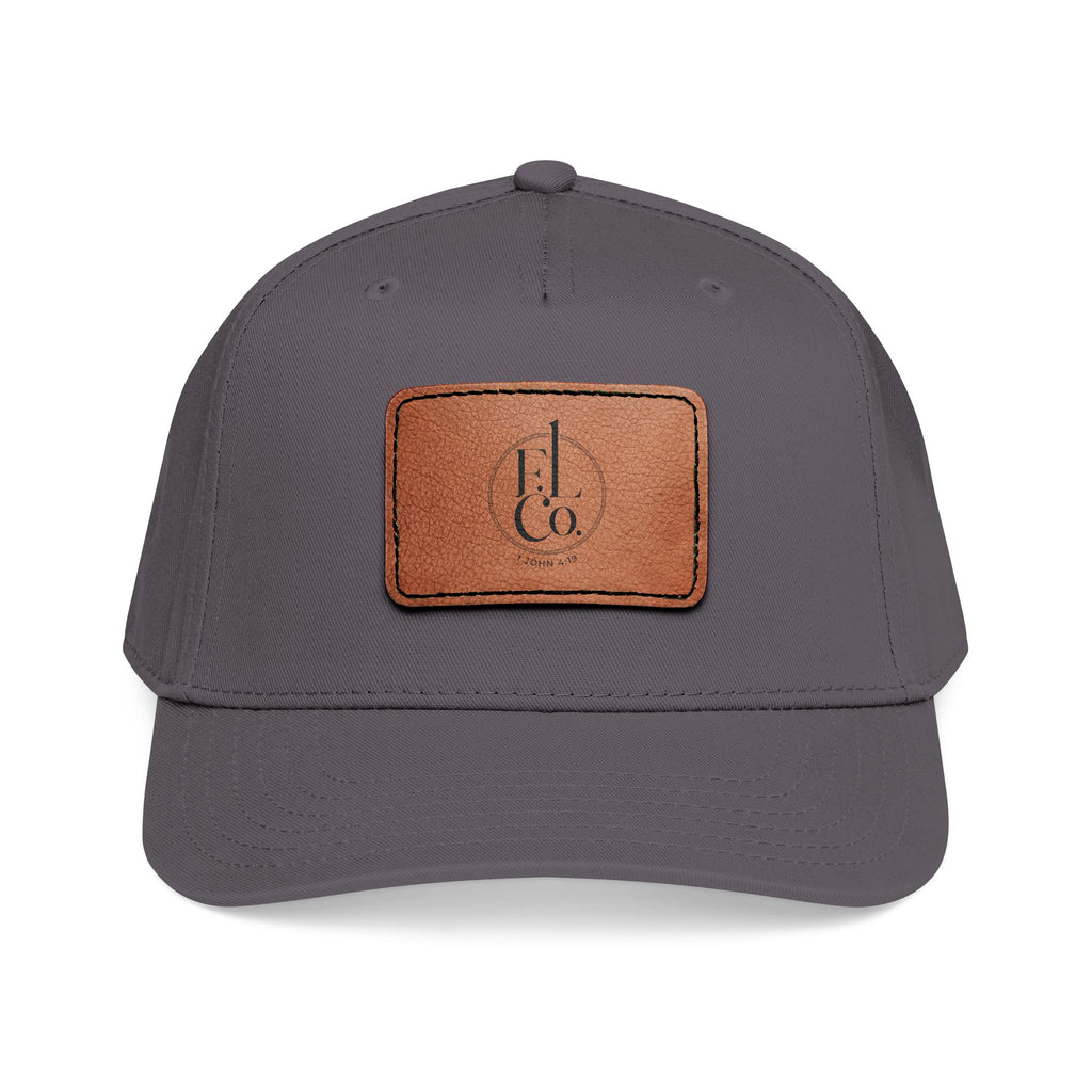 Leather Patch Baseball Cap — Classic Mid-Profile Hat with Rectangle Patch