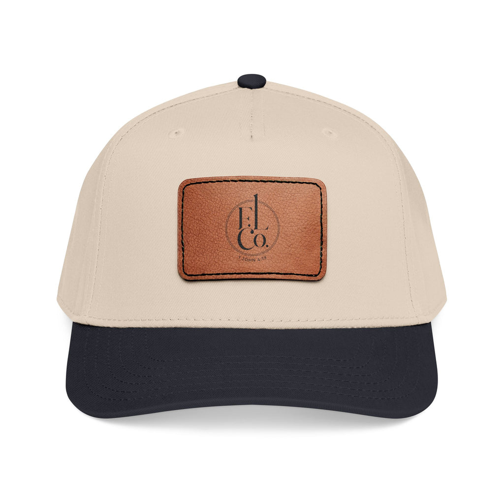 Leather Patch Baseball Cap — Classic Mid-Profile Hat with Rectangle Patch