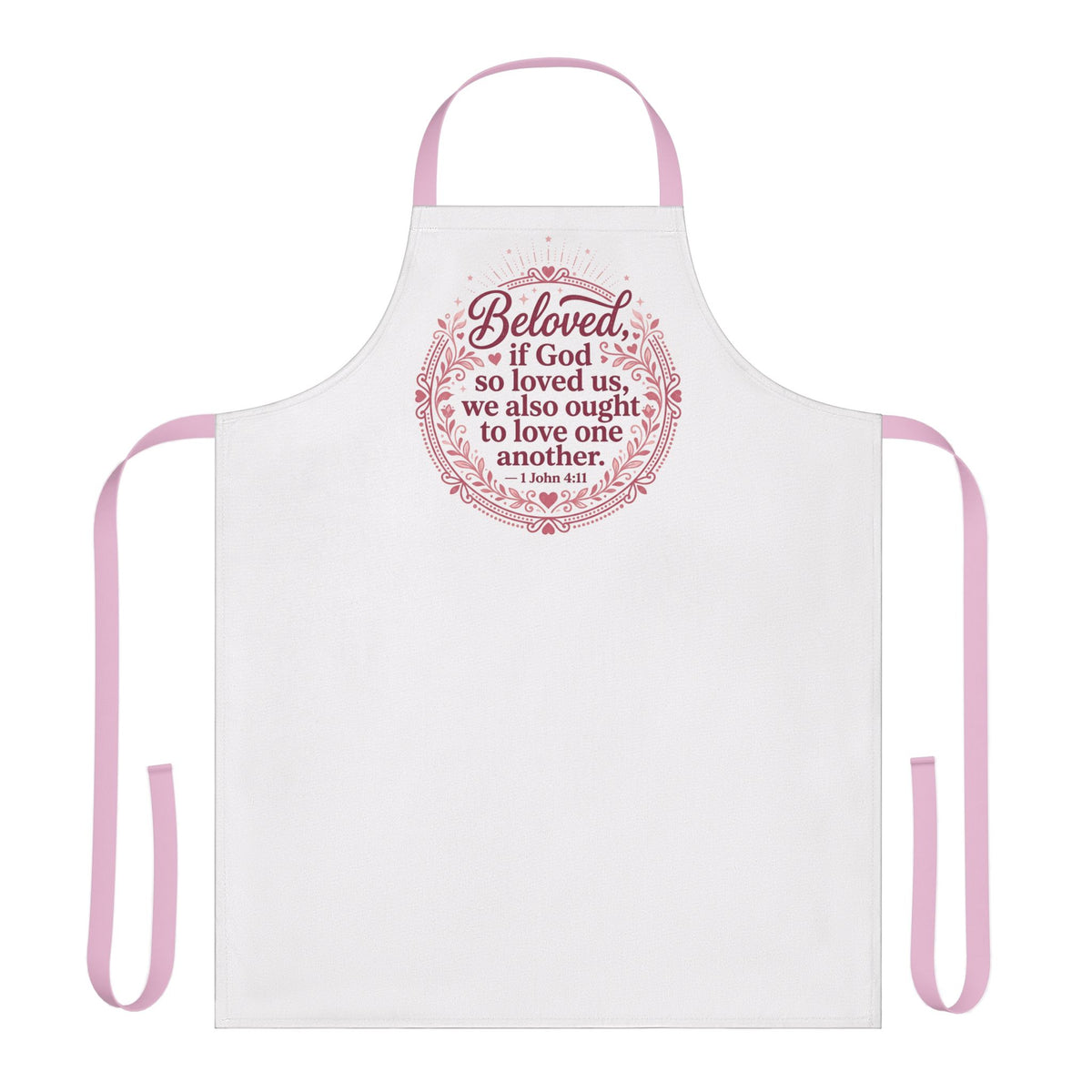 Biblical 'Beloved' Wreath Apron — Christian Scripture Cooking Apron (1 John 4:7)