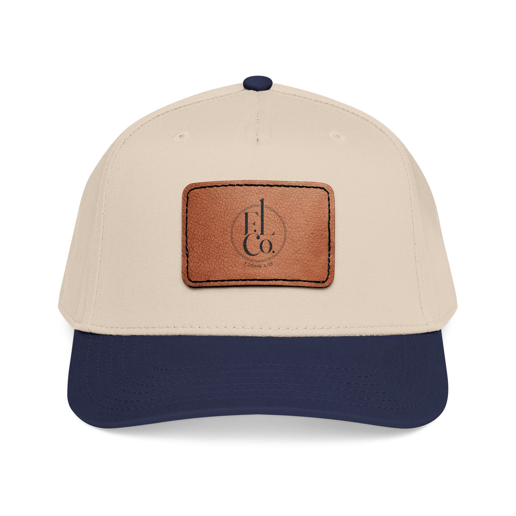 Leather Patch Baseball Cap — Classic Mid-Profile Hat with Rectangle Patch