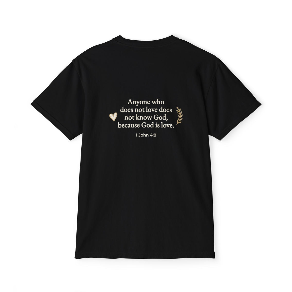Pocket T-Shirt — 1 John 4:8 'God is Love' Inspirational Christian Tee