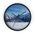 Mountain Snow Wall Clock — Scenic Alpine Landscape with 'John 3:16'