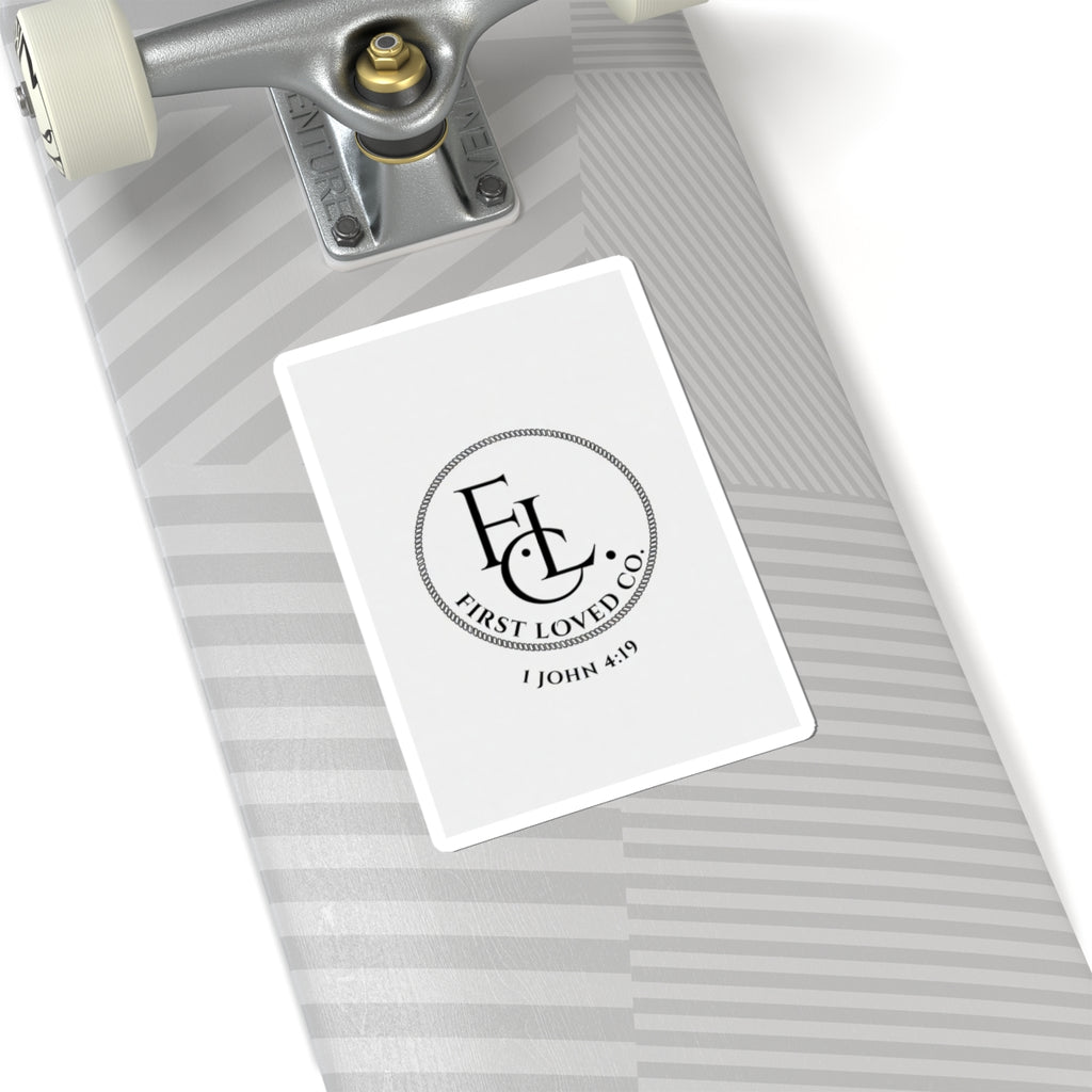 Faith Logo Kiss-Cut Sticker — 1 John 4:19 Minimal Vinyl Decal