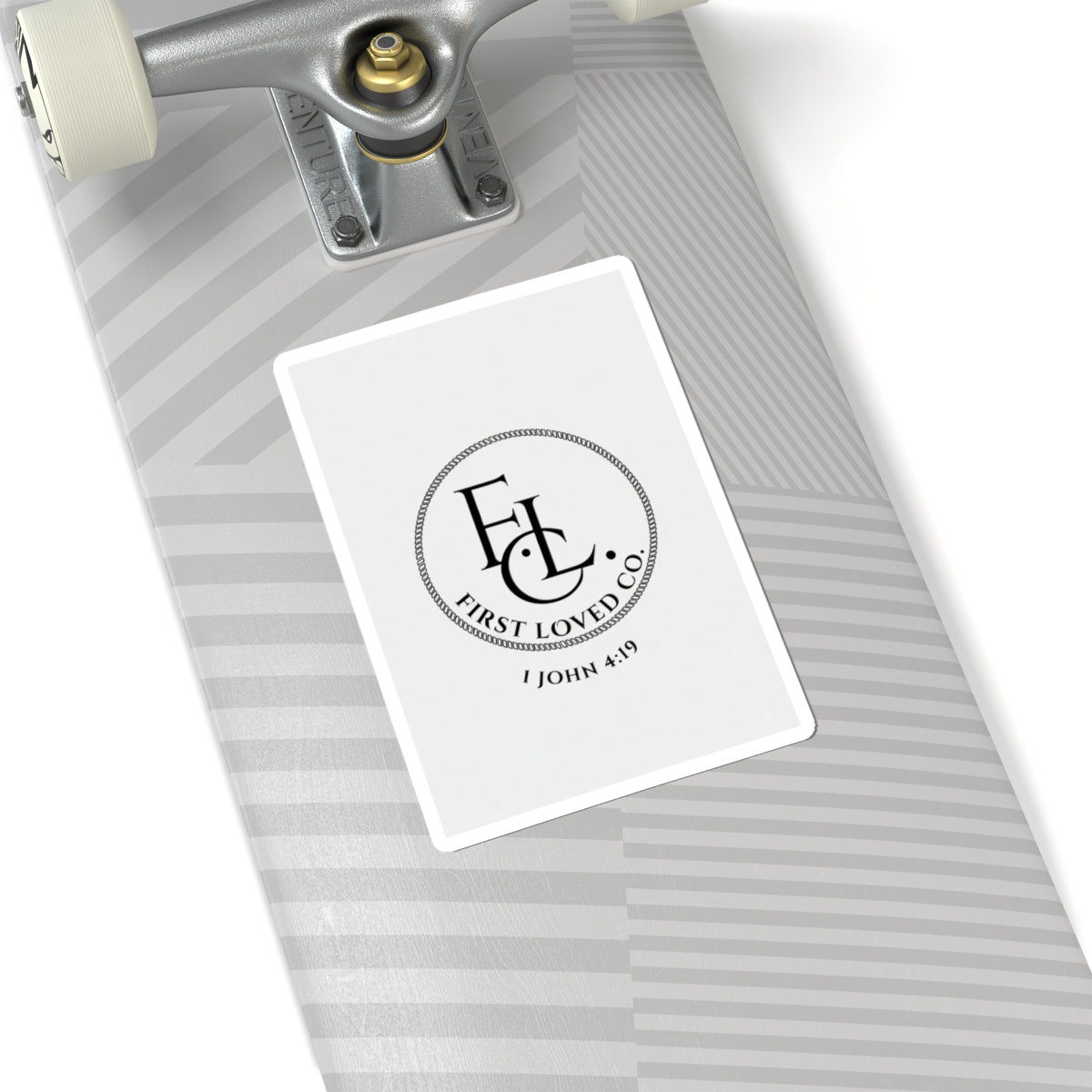 Faith Logo Kiss-Cut Sticker — 1 John 4:19 Minimal Vinyl Decal